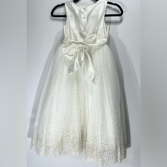 David’s Bridal Girls White & Gold Tulle Dress Size 8 Special Occasion - Picture 6 of 10